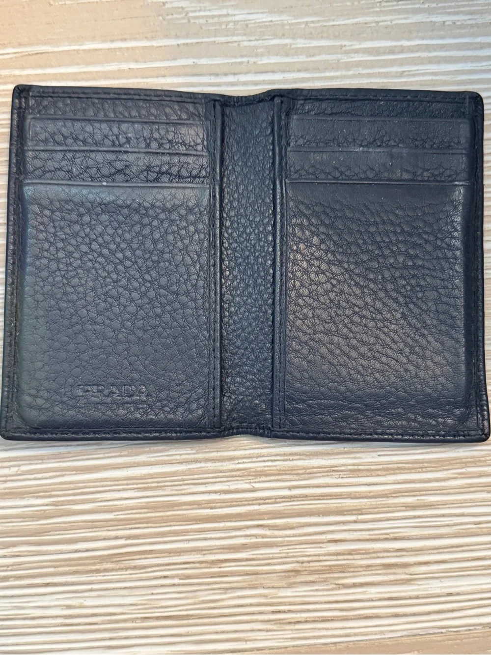 PRADA Navy Leather Card Holder Wallet